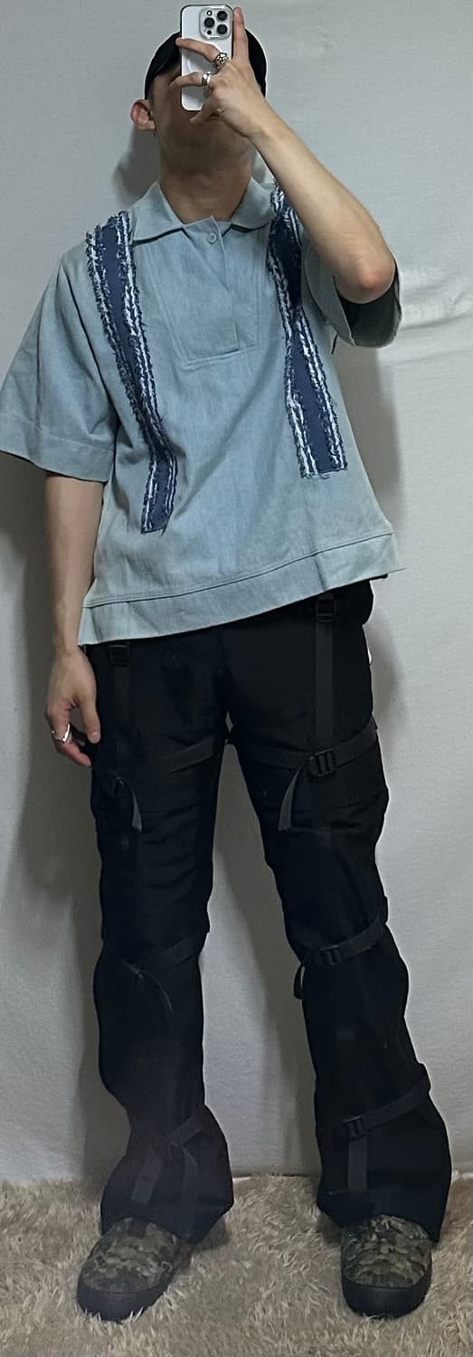 데님 디테일 반팔셔츠 상품이미지3