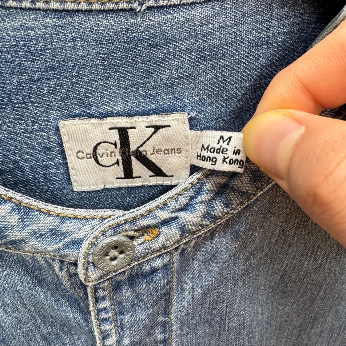 90s 캘빈클라인 진스 데님 셔츠 메이드인 홍콩 연청 상품이미지6