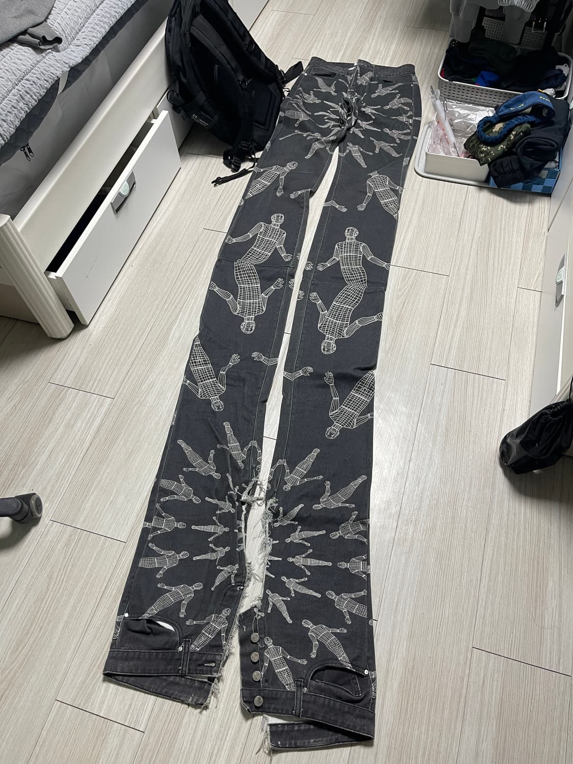 [급처] SURGERY x UNBORN SOCIETY 롱 더블 진 블랙 상품이미지7