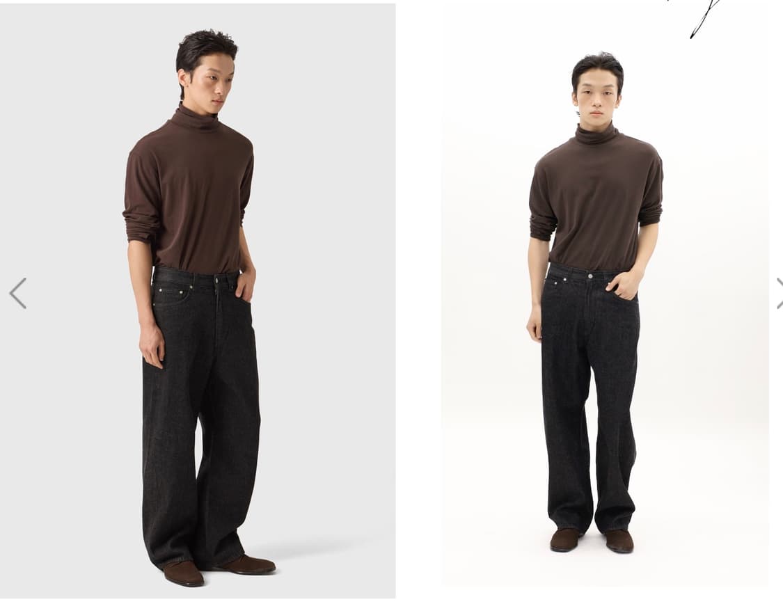 [M] 유스(Youth) 와이드 데님 워시드 블랙 상품이미지3