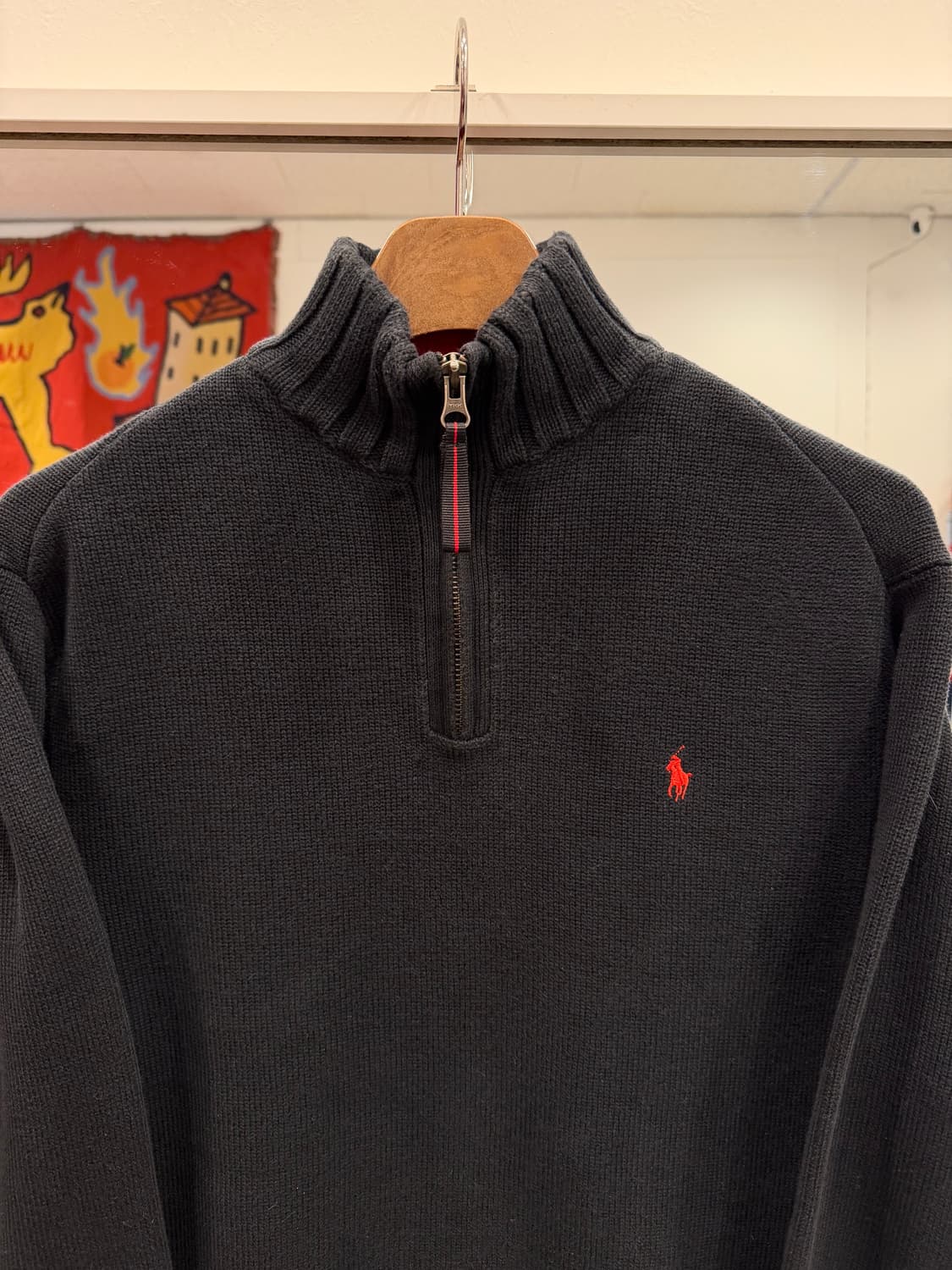 Polo RL 폴로 랄프로렌 하프넥 쿼터 집업 니트 (Black) 상품이미지3