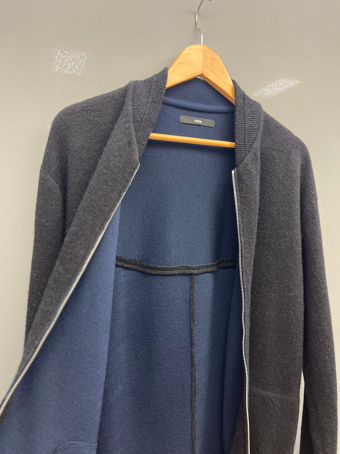 SYSTEM 시스템옴므 울 블랙 집업 가디건 상품이미지8