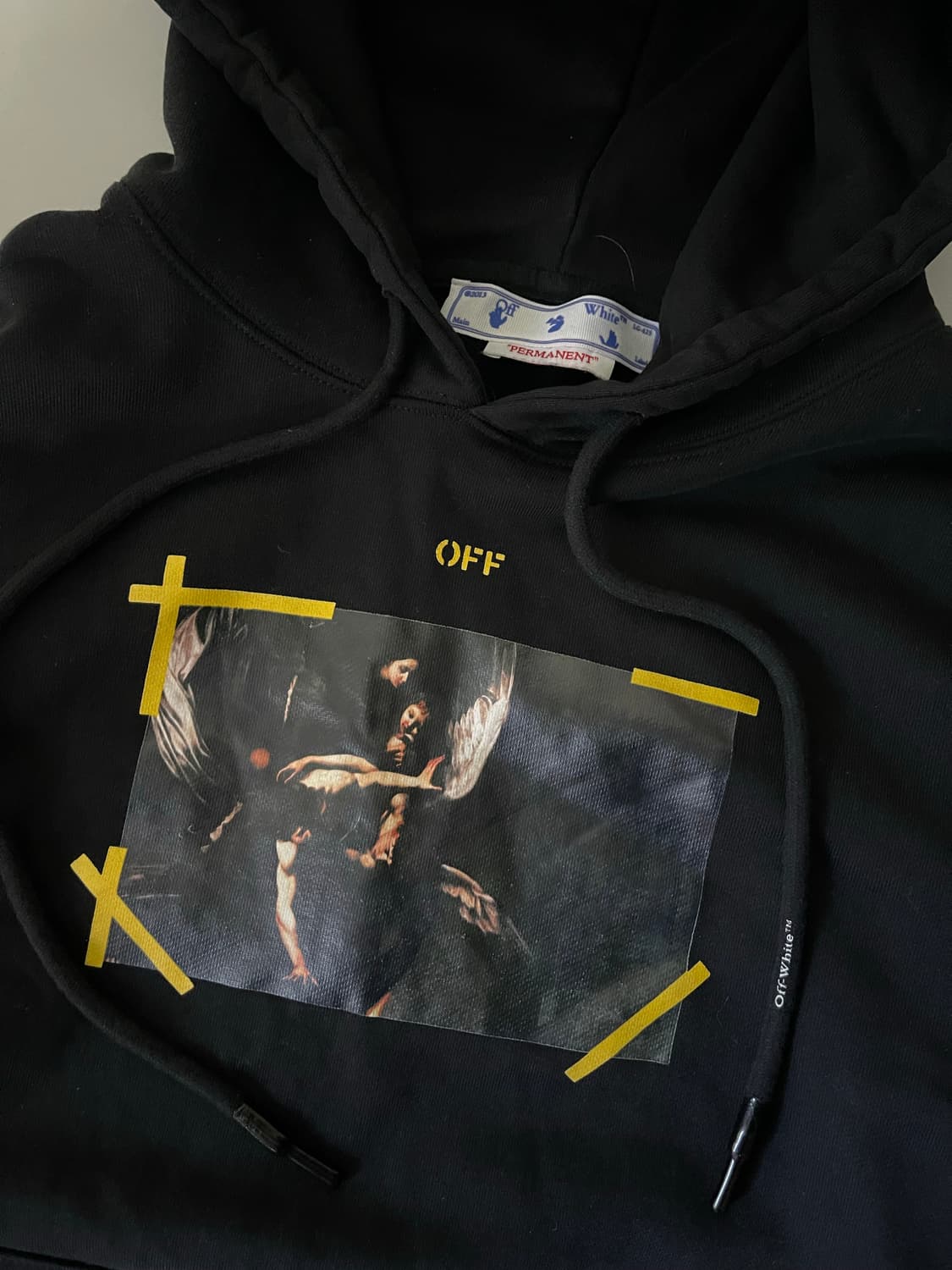 오프화이트 카라바지오 후드티 블랙 L 상품이미지3