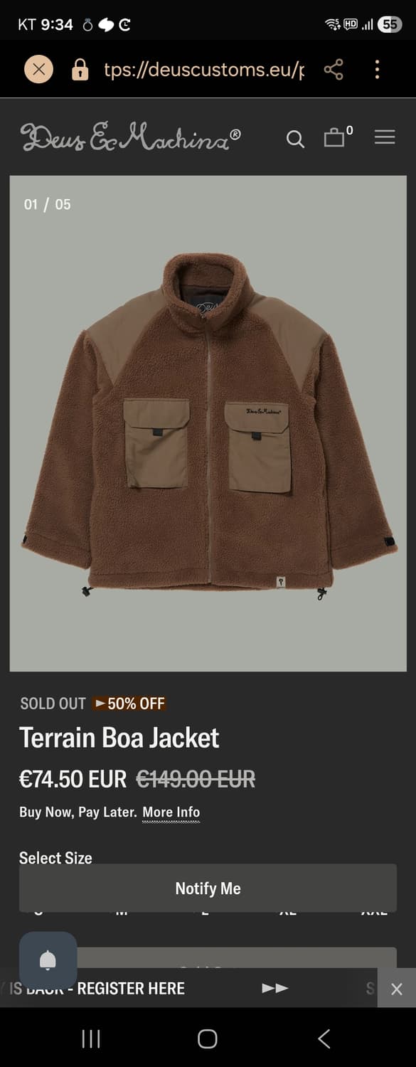 (정품) 데우스 엑스 마키나 브라운 후리스(XL) 상품이미지3