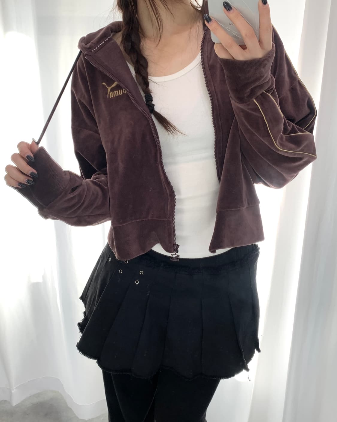 Puma 퓨마 퍼플레드 벨벳 후드 집업 상품이미지7