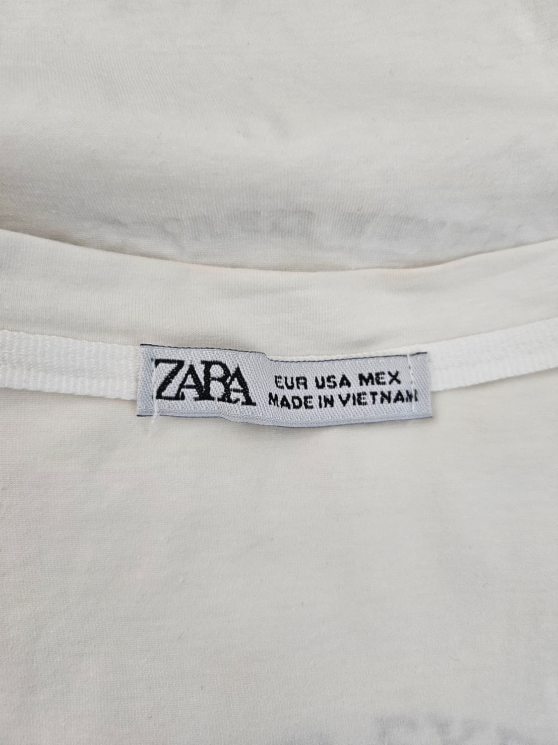 자라 미드 로고 빈티지 크롭티 아이보리스판 핏예쁨 44~슬림55 상품이미지6