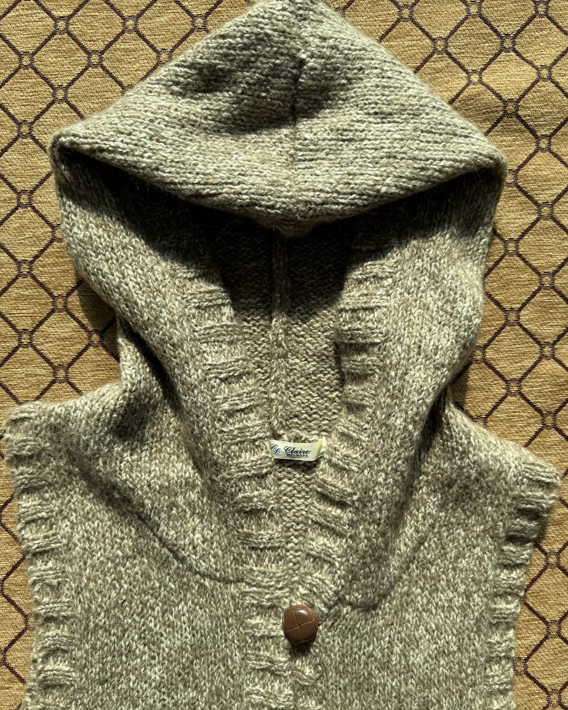 브라운 후드 니트 베스트 상품이미지1