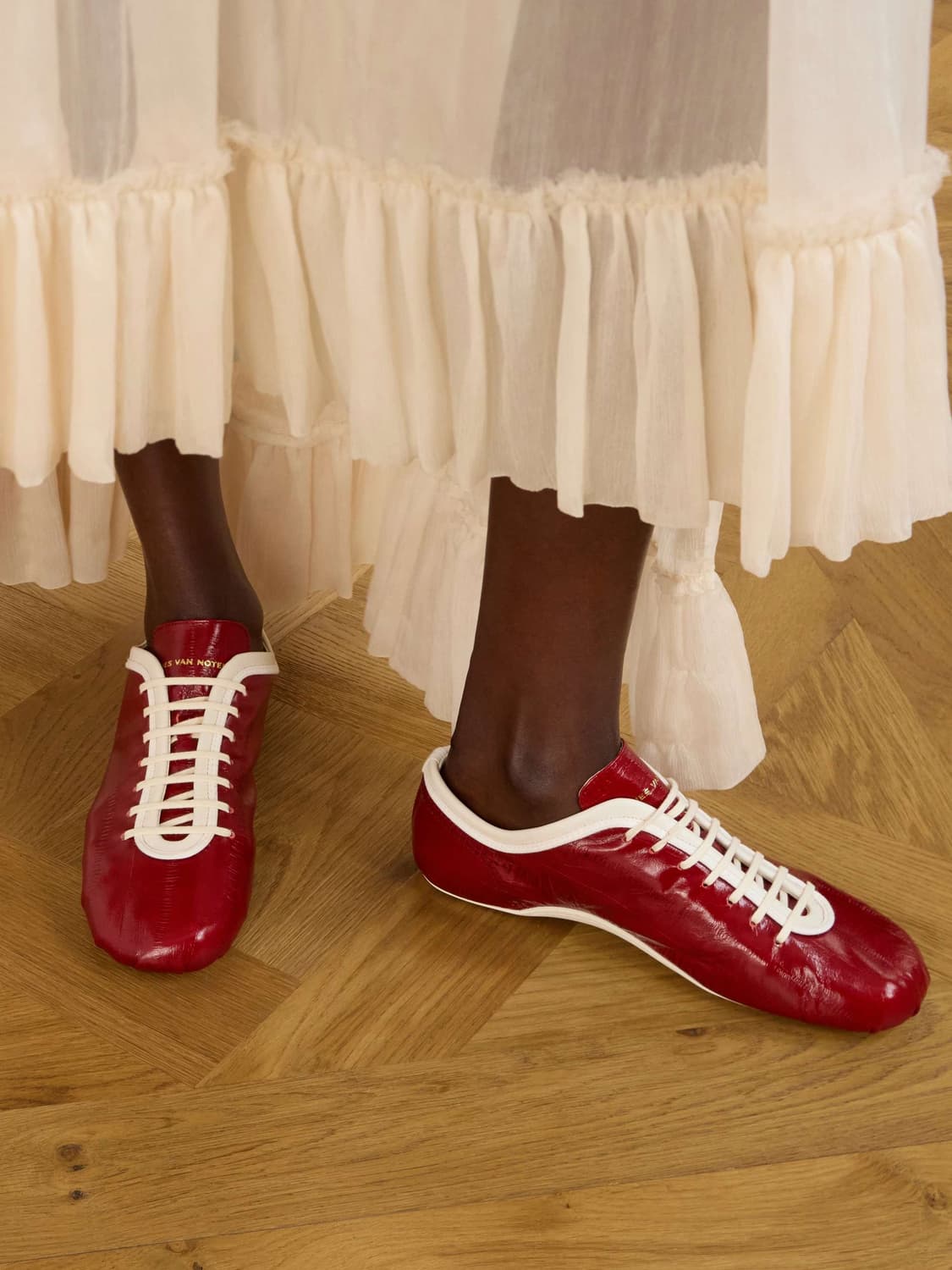 [36,37,38,39]드리스반노튼 26ss 발레리나 레더 스니커즈/레드 상품이미지2