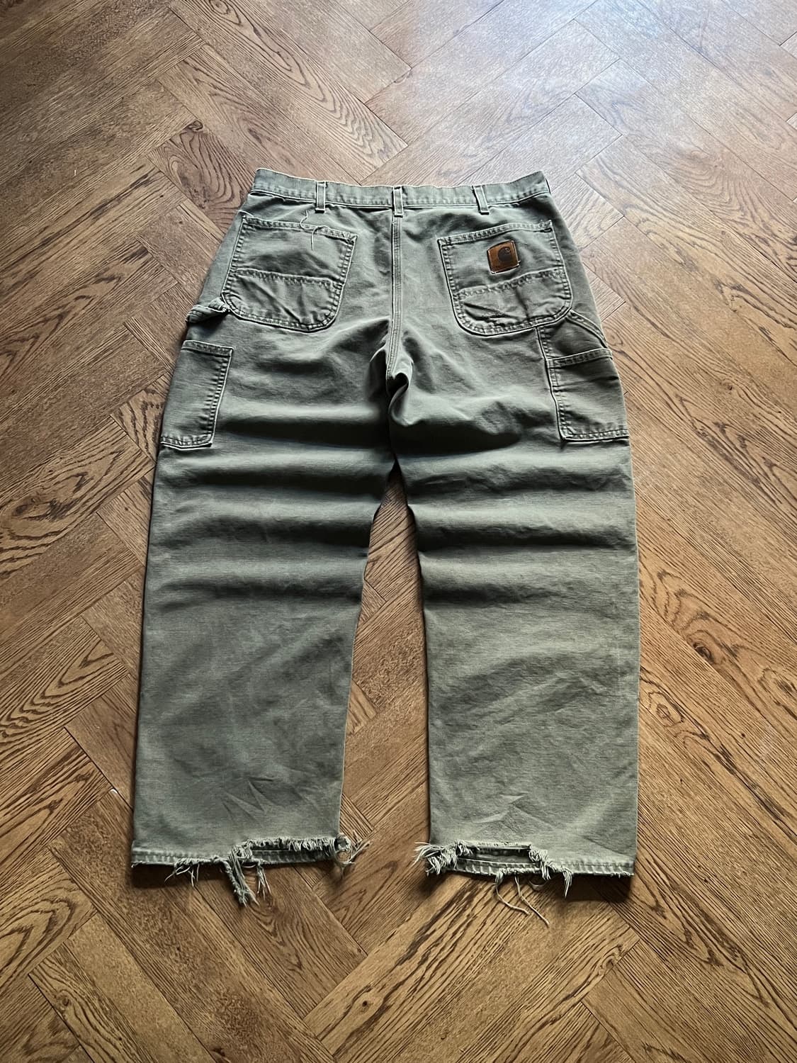 [36]칼하트 Made in USA 더티워싱 모스그린 싱글니 워크 팬츠 상품이미지2