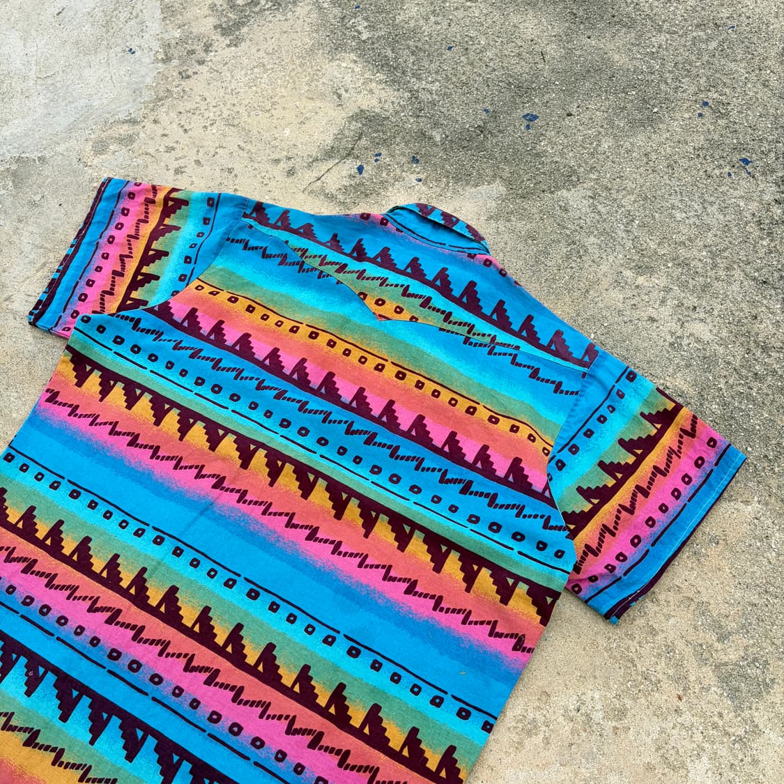 90s USA 팬핸들 슬림 네이티브 웨스턴 반팔셔츠 XL 상품이미지7