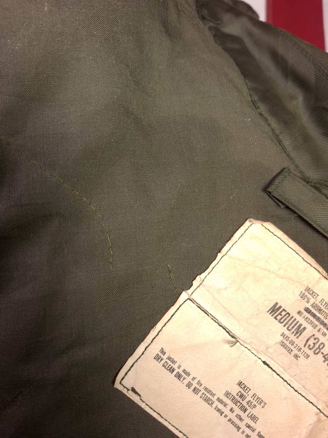 오리지날 미공군 지급용 CWU-45/P 노맥스 항공자켓 상품이미지5