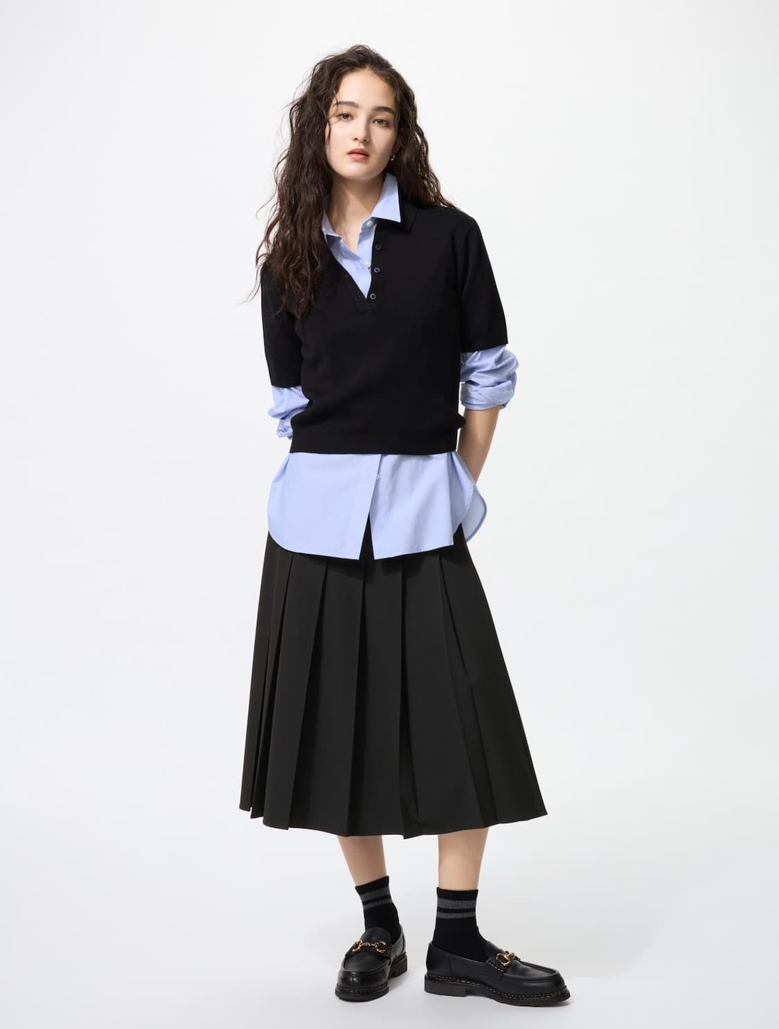 와이드플리츠미디스커트 상품이미지1