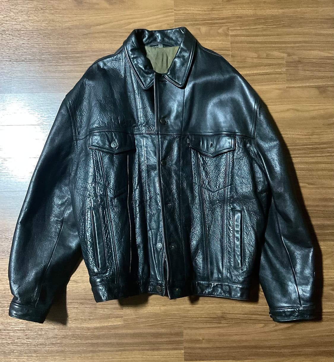 빈티지 리바이스 100% 소가죽 레더 트러커 자켓 상품이미지1