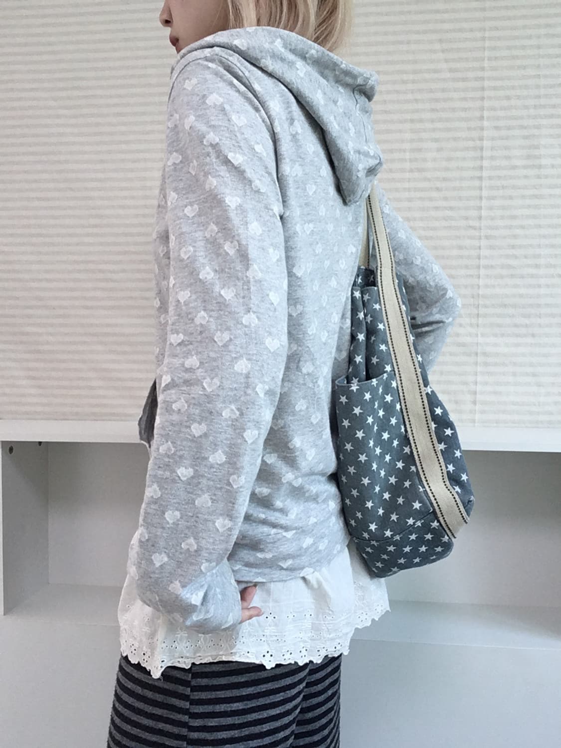 jpn vintage heart melange grey hood zipu 상품이미지4
