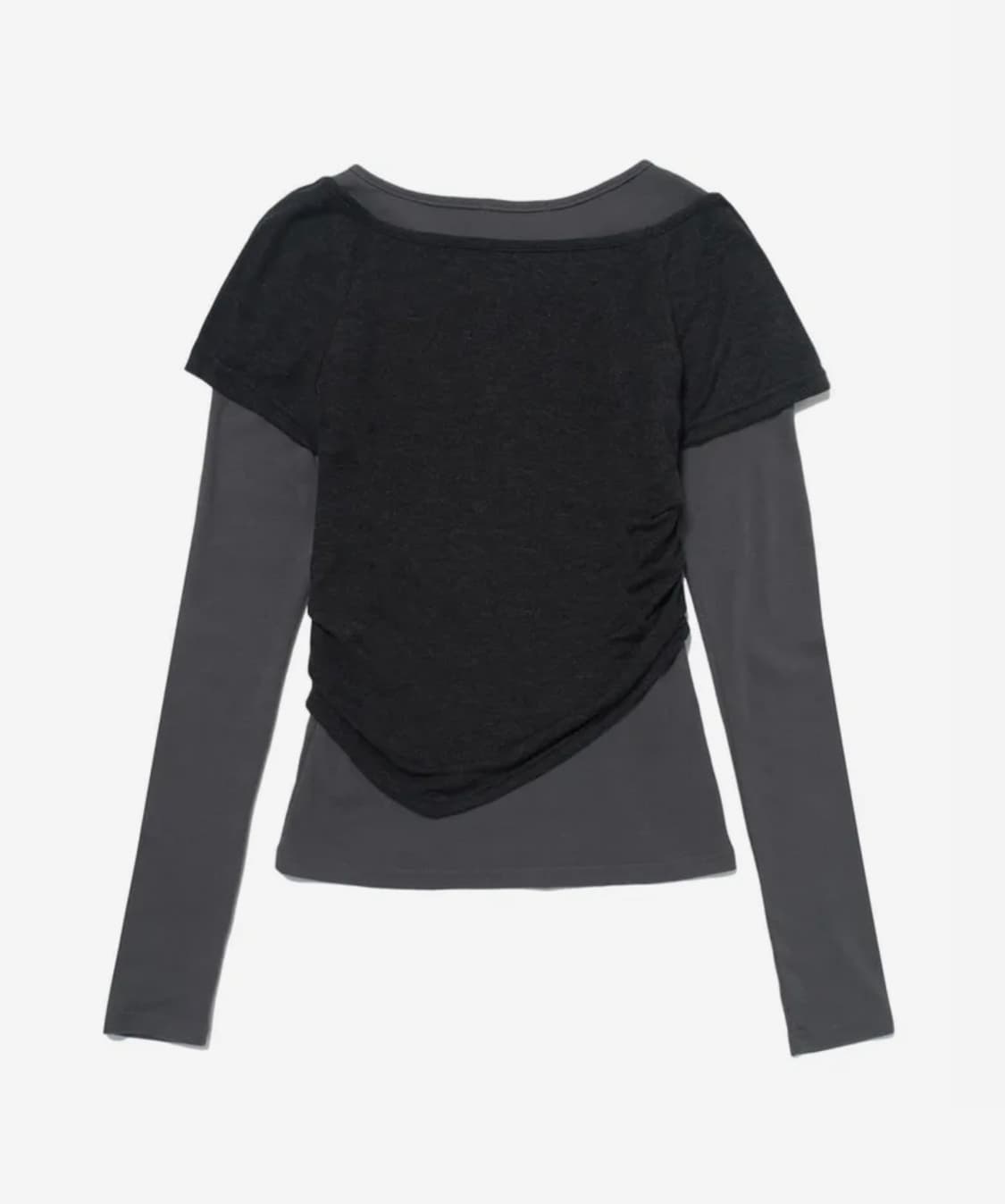 [새상품] 허그유어스킨 레이어드 스타 티셔츠 차콜 상품이미지2