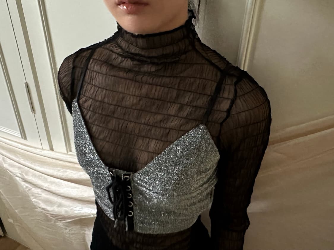 silver corset sleveless top  상품이미지1