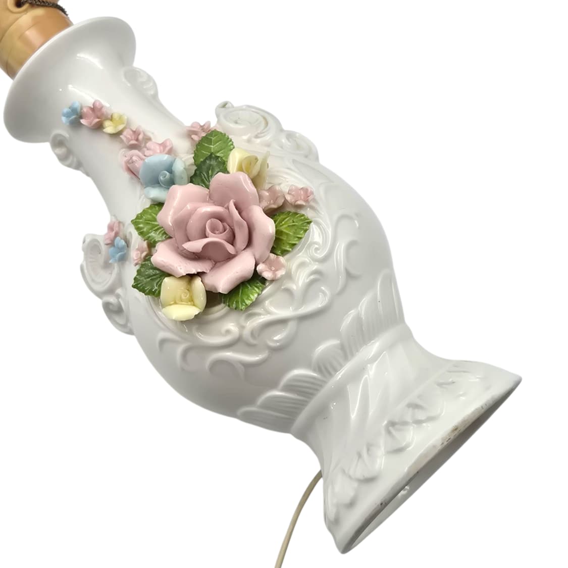 80s 포셀린 장미 꽃포지 도자기 엔틱 램프 상품이미지6