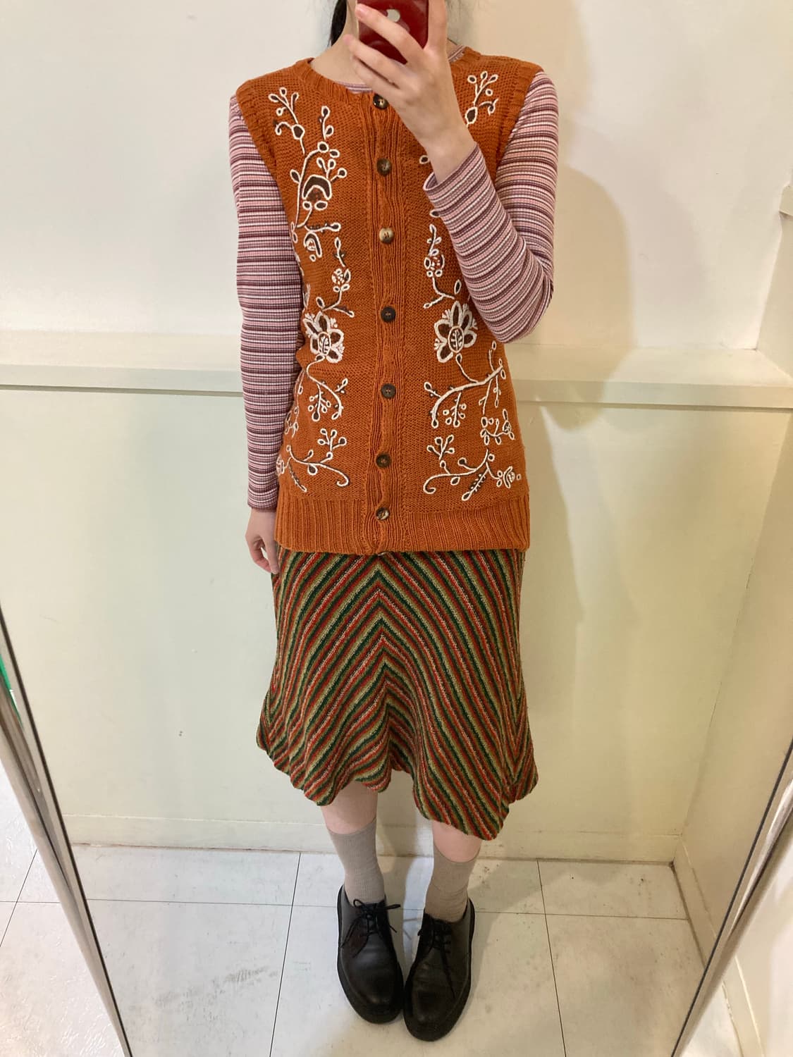 빈티지 에스닉 오렌지 플라워 베스트 상품이미지7