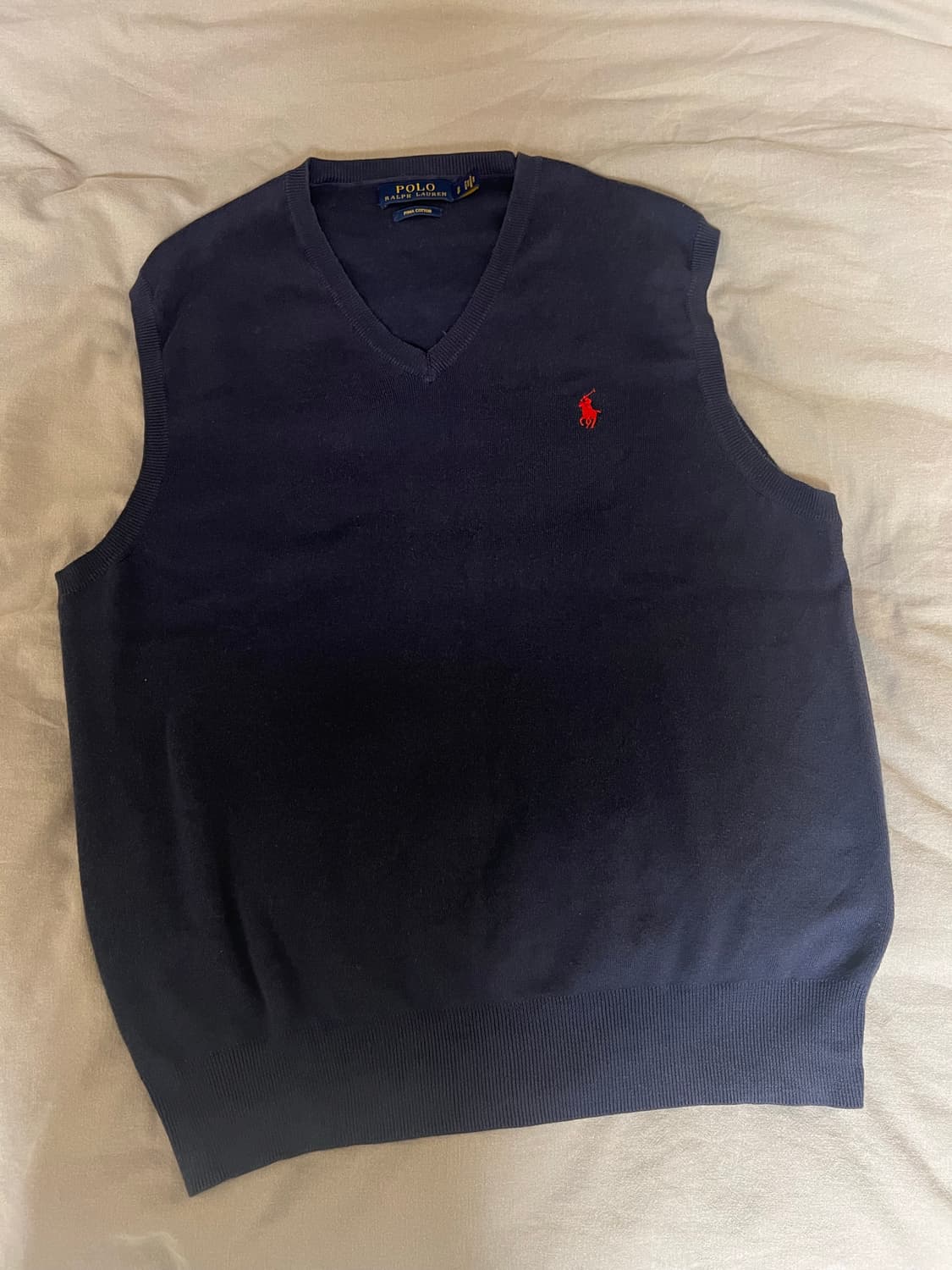 폴로 랄프로렌 니트 베스트 피마코튼 네이비 S 상품이미지1