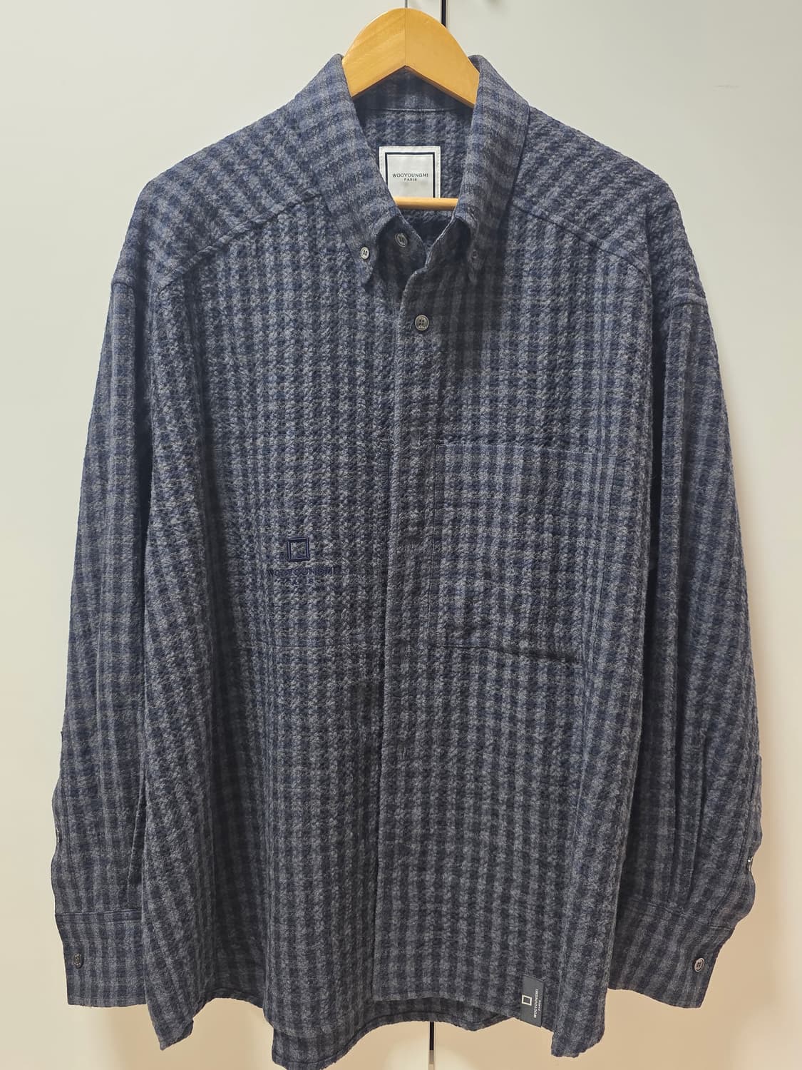 우영미 25FW 깅엄 체크 셔츠 그레이 [46] 상품이미지1