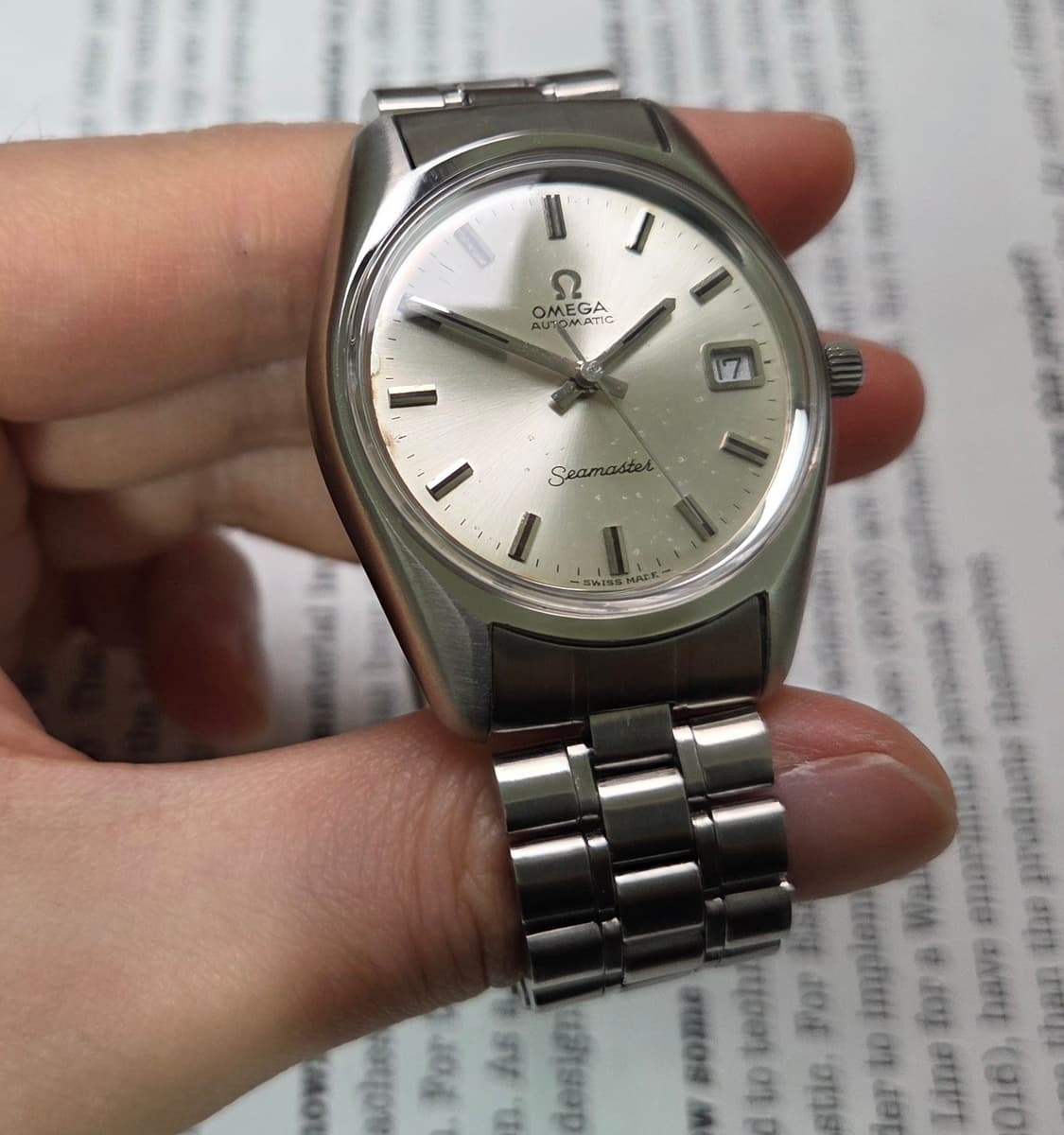 레어] 빈티지 오메가 씨마스터 실버 파티나 다이얼 브레이슬릿 ver. 상품이미지4