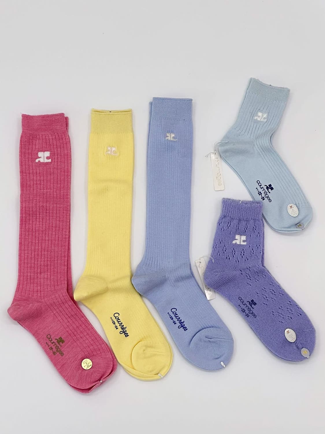 [새상품] courreges / 꾸레쥬 양말 (핑크 / 옐로우 / 스카이 상품이미지3