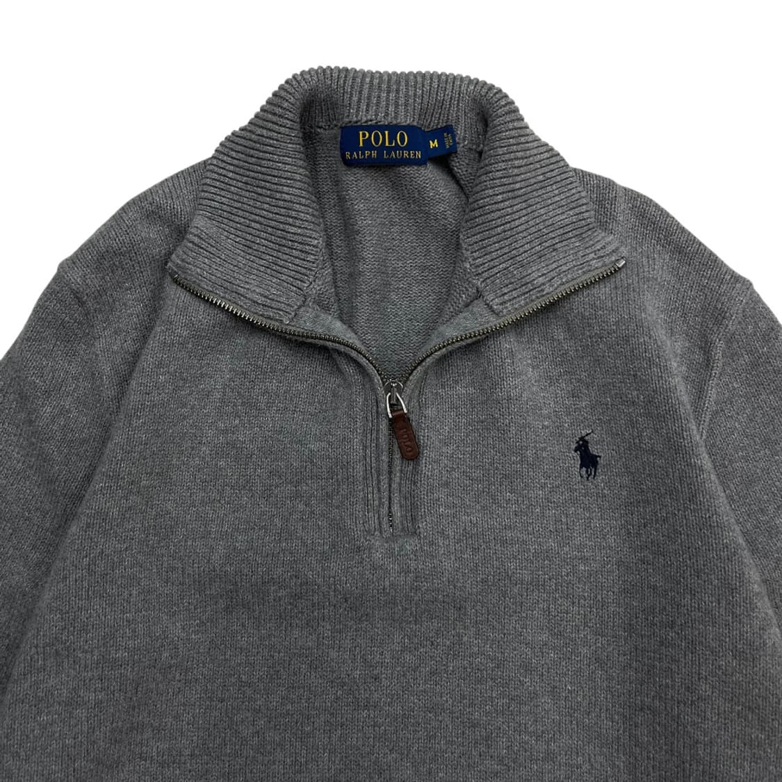 폴로 랄프로렌 네이비포니 그레이 니트 반집업 M 상품이미지4