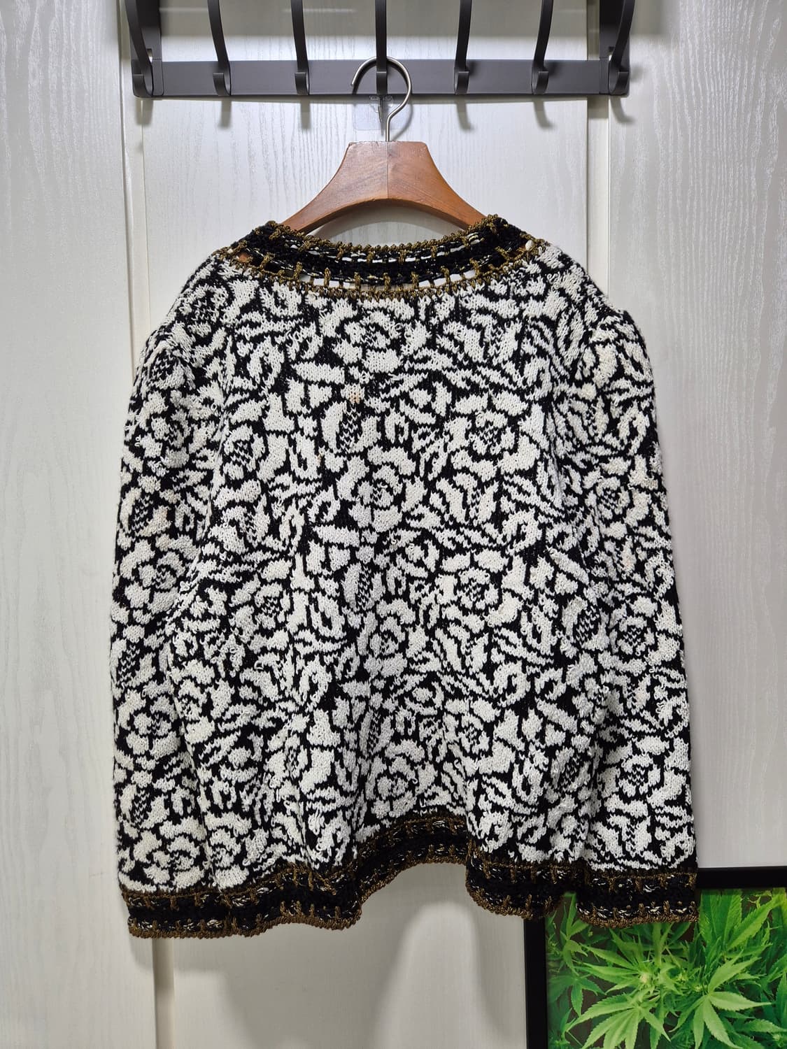 블랙/화이트 패턴 니트 가디건자켓 상품이미지10