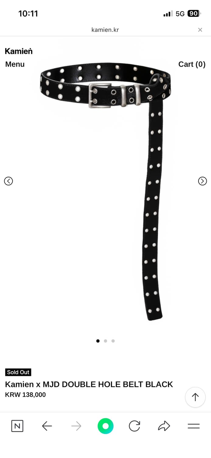 Kamien x MJD DOUBLE HOLE BELT BLACK 상품이미지2