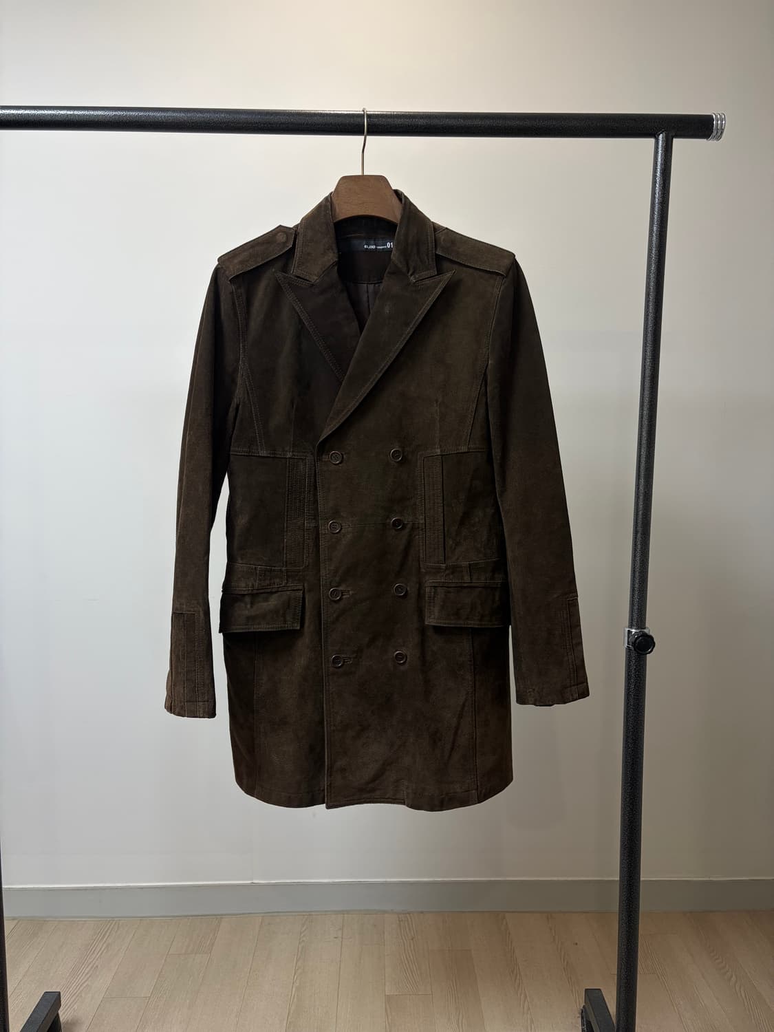 (L) eloq 엘록 돈피 브라운 스웨이드 더블 견장 자켓 상품이미지2