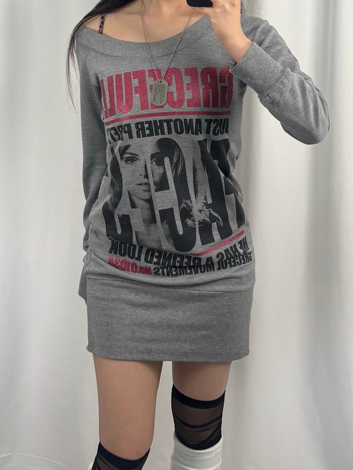 Vintage Grey Graphic Dress 상품이미지2