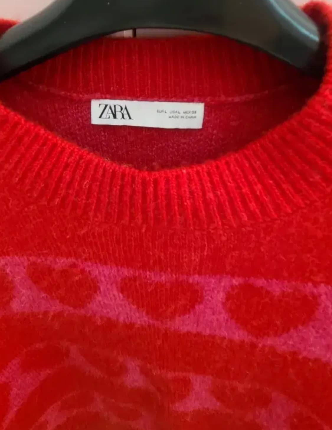 사랑스러운 하트 패턴 Zara 레드 크롭 니트 상품이미지4