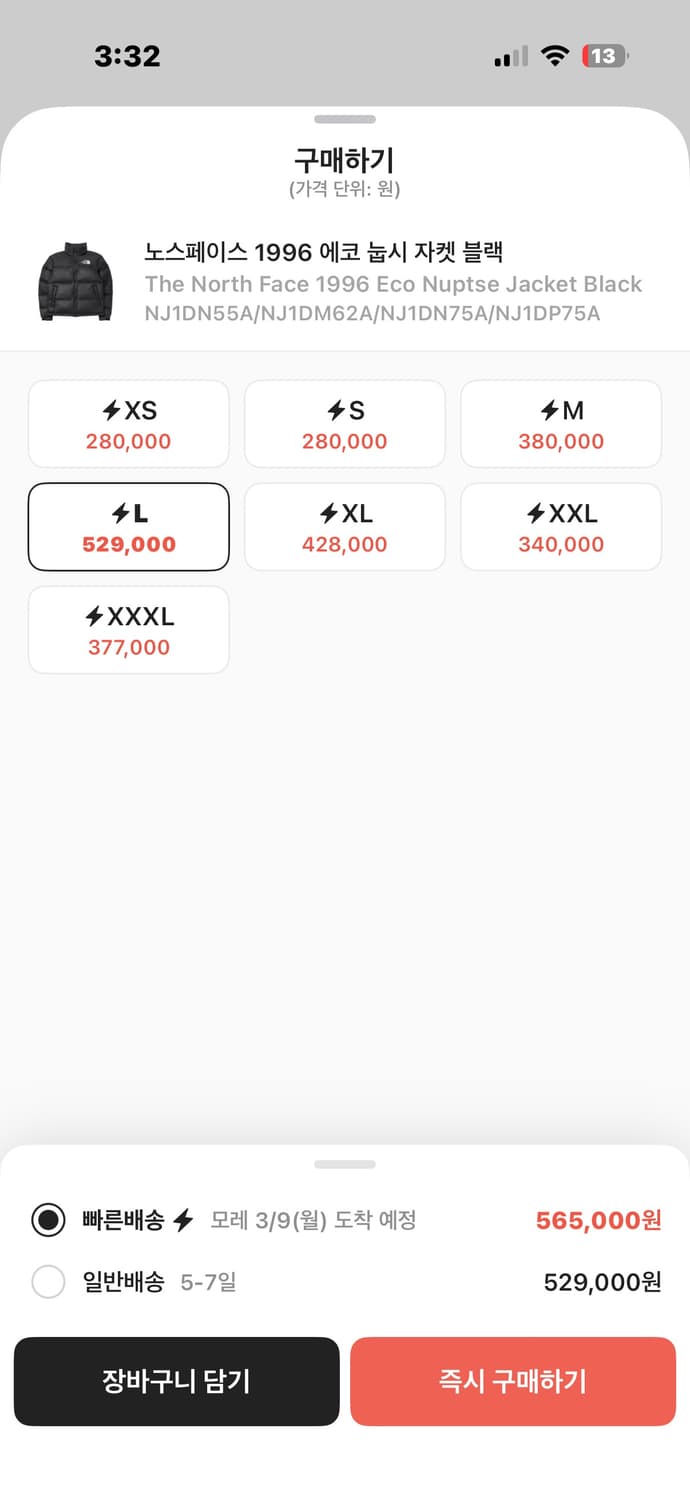 노스페이스 1996 에코 눕시 L사이즈 상품이미지4