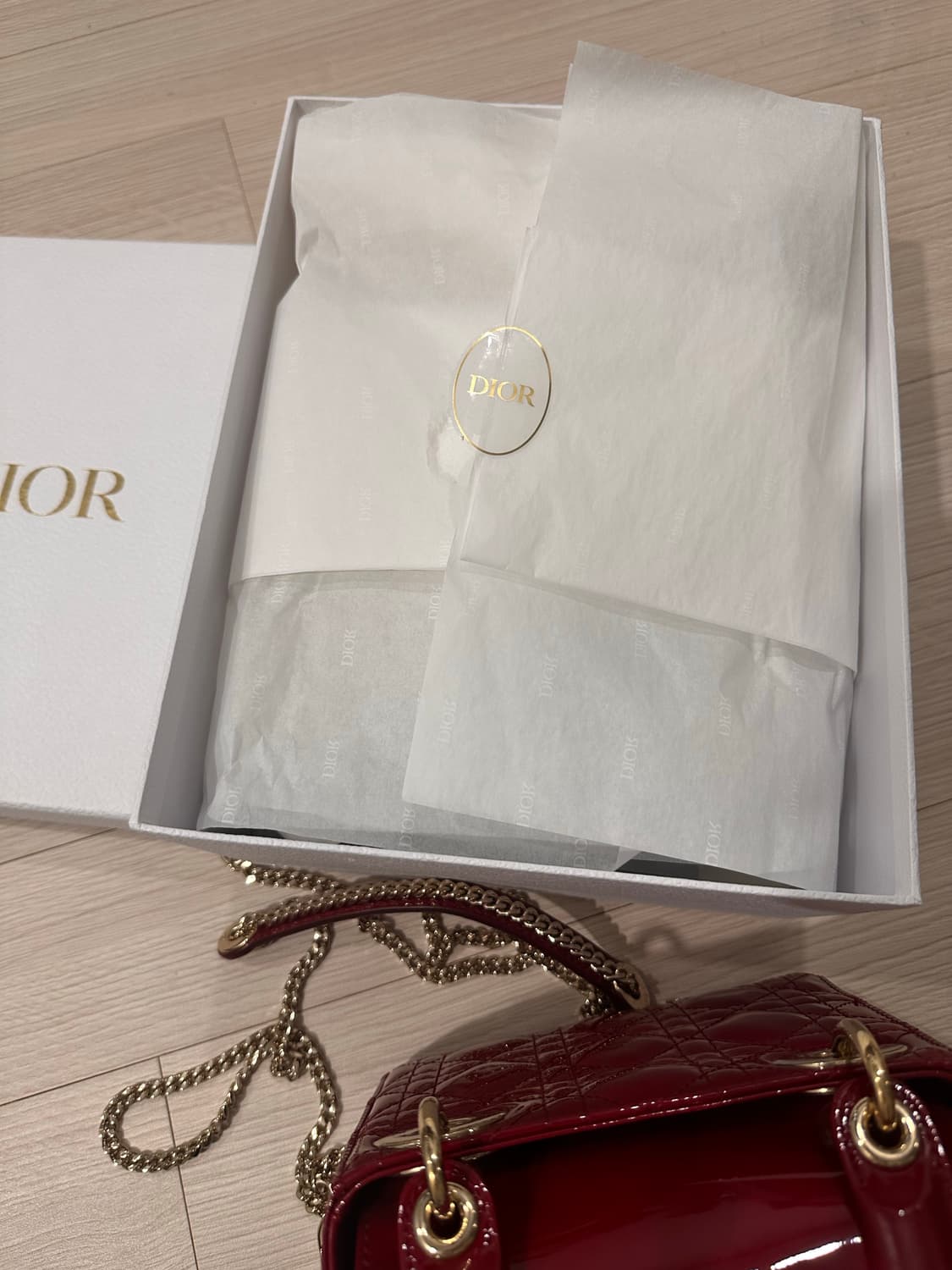 레이디 디올 미니 백 레드 페이턴트 상품이미지6
