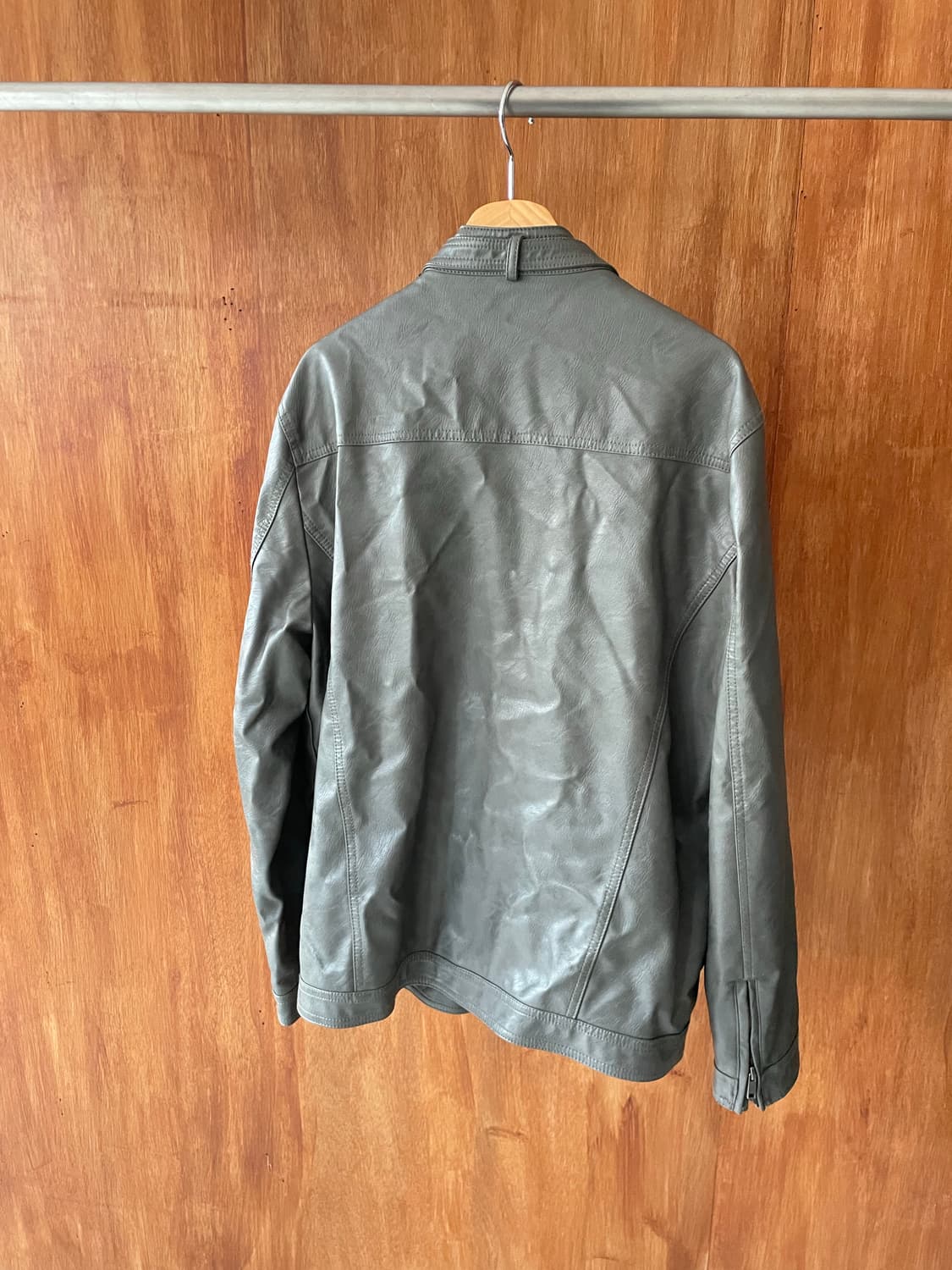 Cement gray leather field jacket 상품이미지7