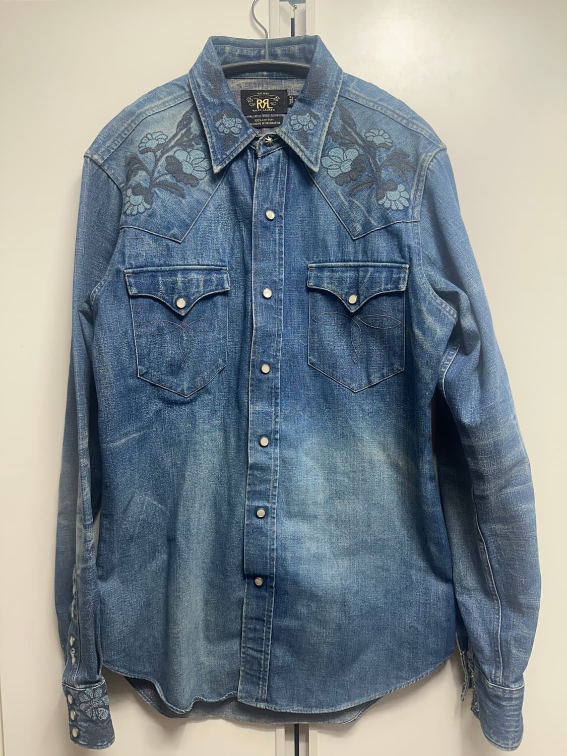 RRL 익스클루시브 꽃무늬 자수 데님 웨스턴 셔츠 S 상품이미지1