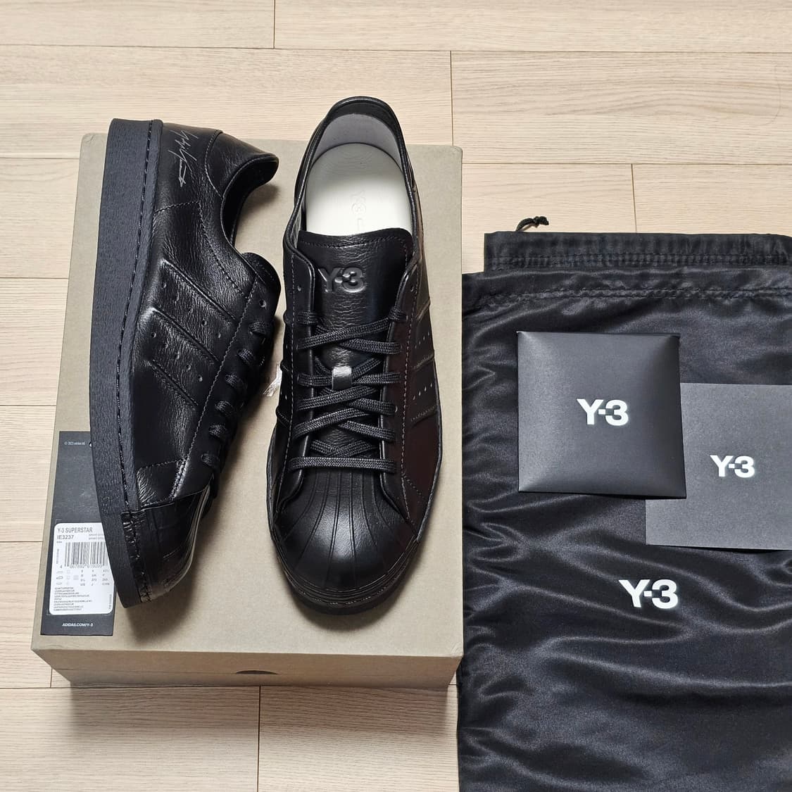 275 새제품 Y-3 슈퍼스타 트리플 블랙 IE3237 신발 가죽 운동화 상품이미지3