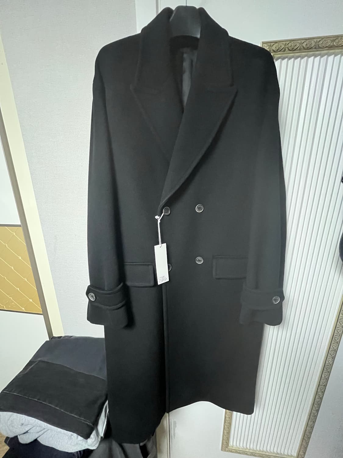 크리스크리스티 캐시미어 블렌드 오버 더블 코트 블랙 100 상품이미지1