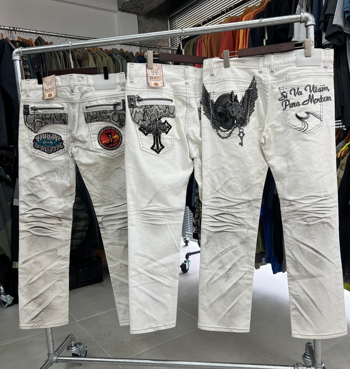 화이트 워싱 자수패치 pant 상품이미지2