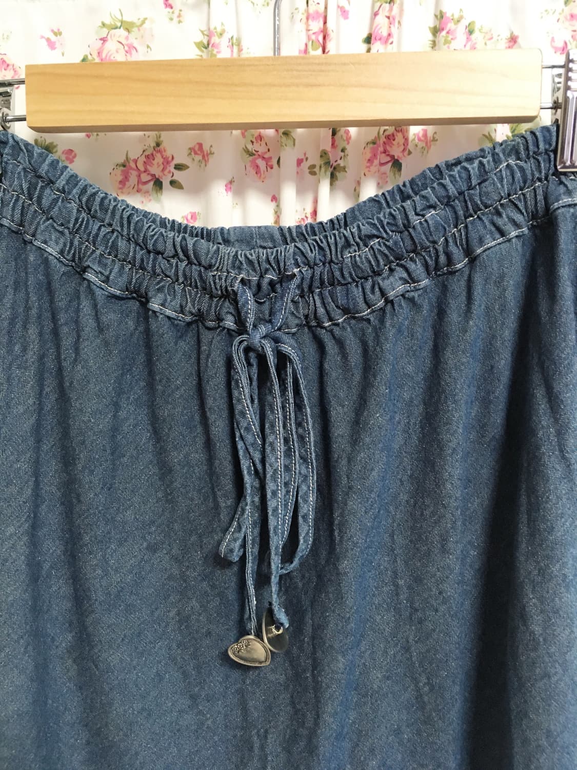 빈티지 데님 프릴 잔꽃 스커트 상품이미지2