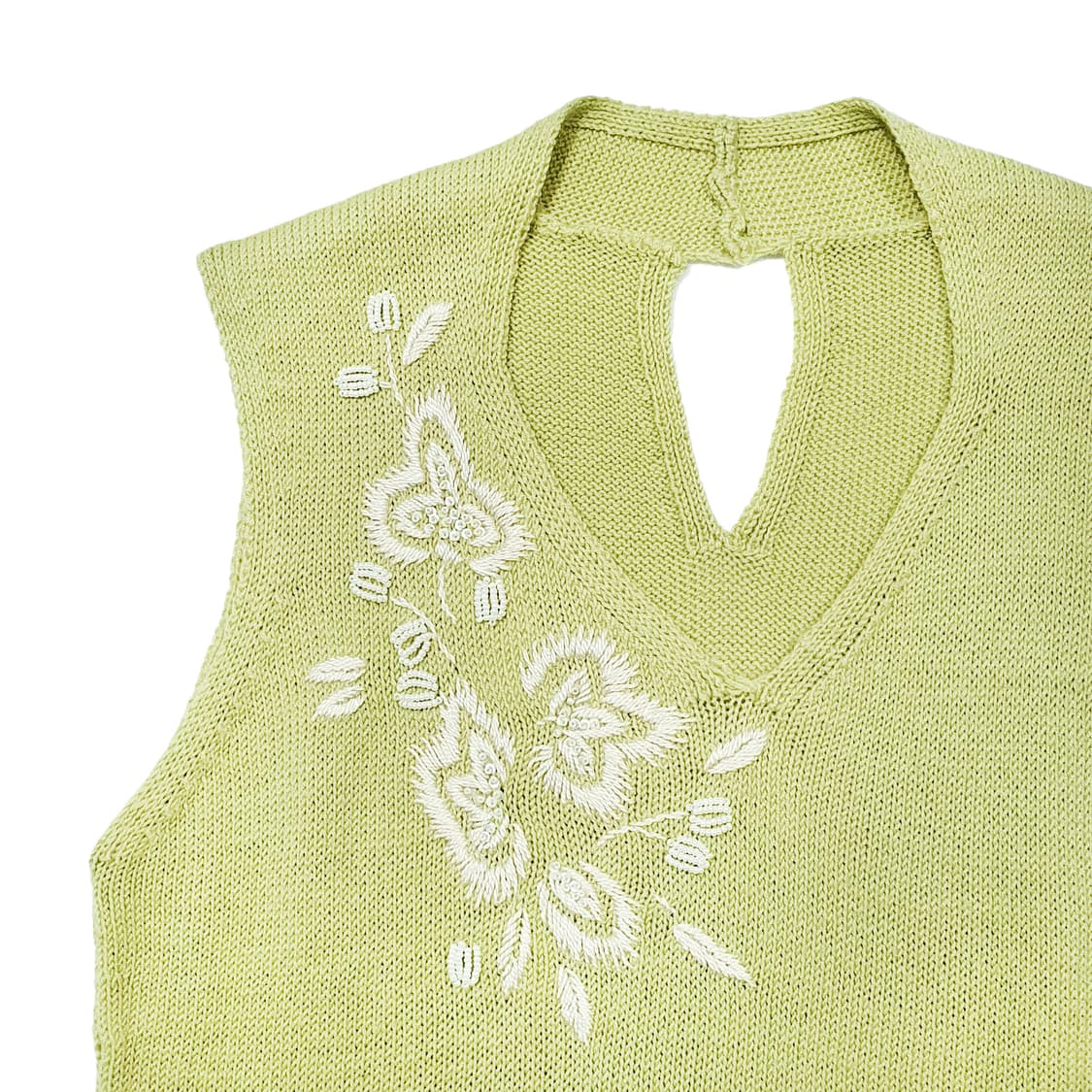 자수 홀터 슬리브리스 울 니트 탑 상품이미지3