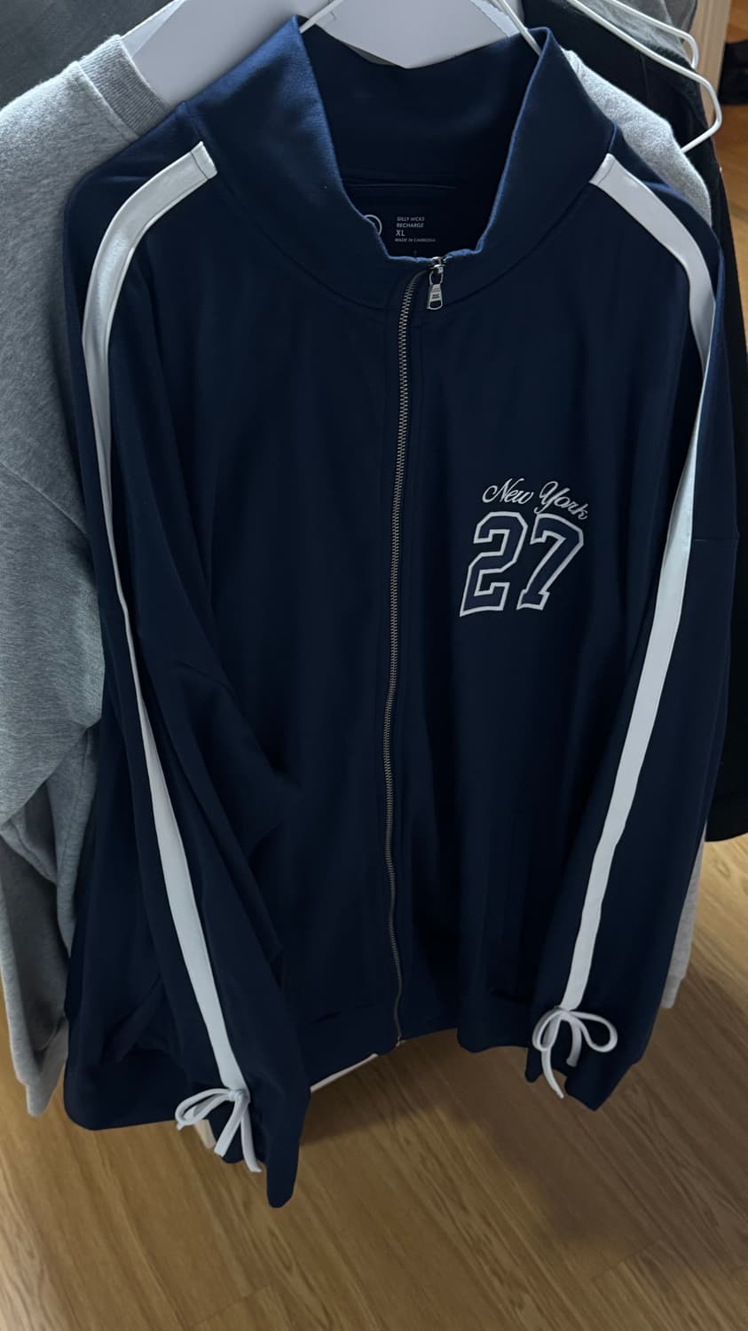 y2k 홀리스터 리본 집업 트랙 자켓 네이비 상품이미지1