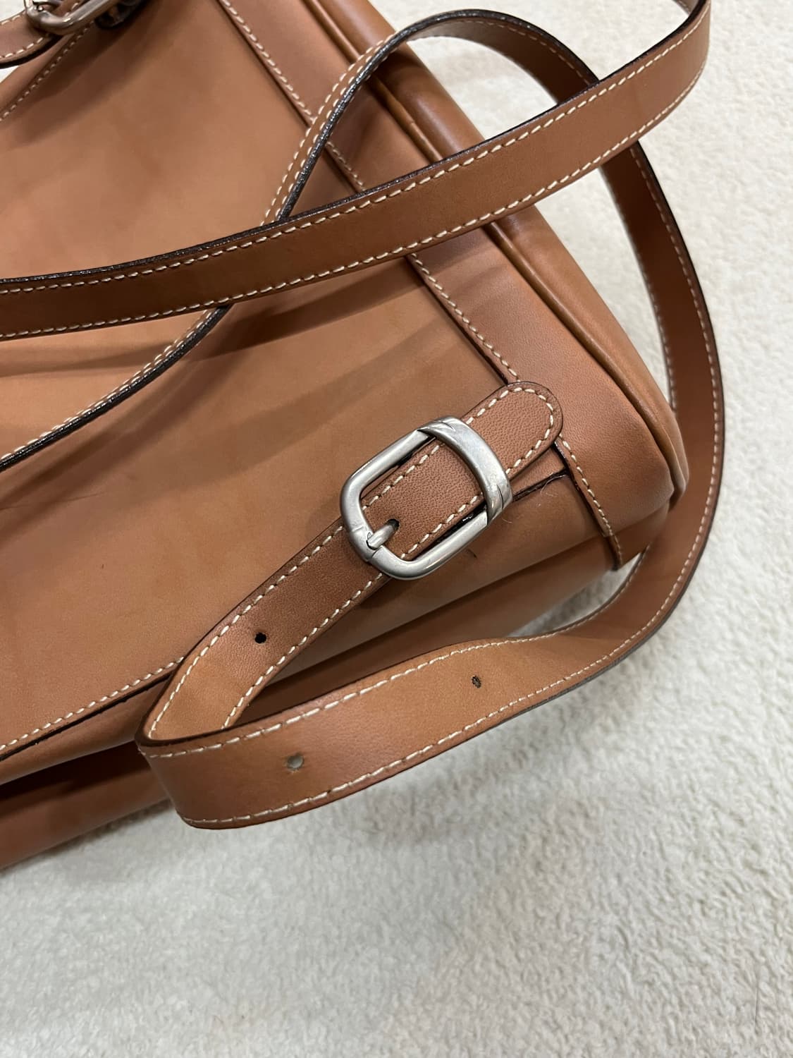 90s COURREGES 로고 가죽 백팩 브라운 상품이미지4