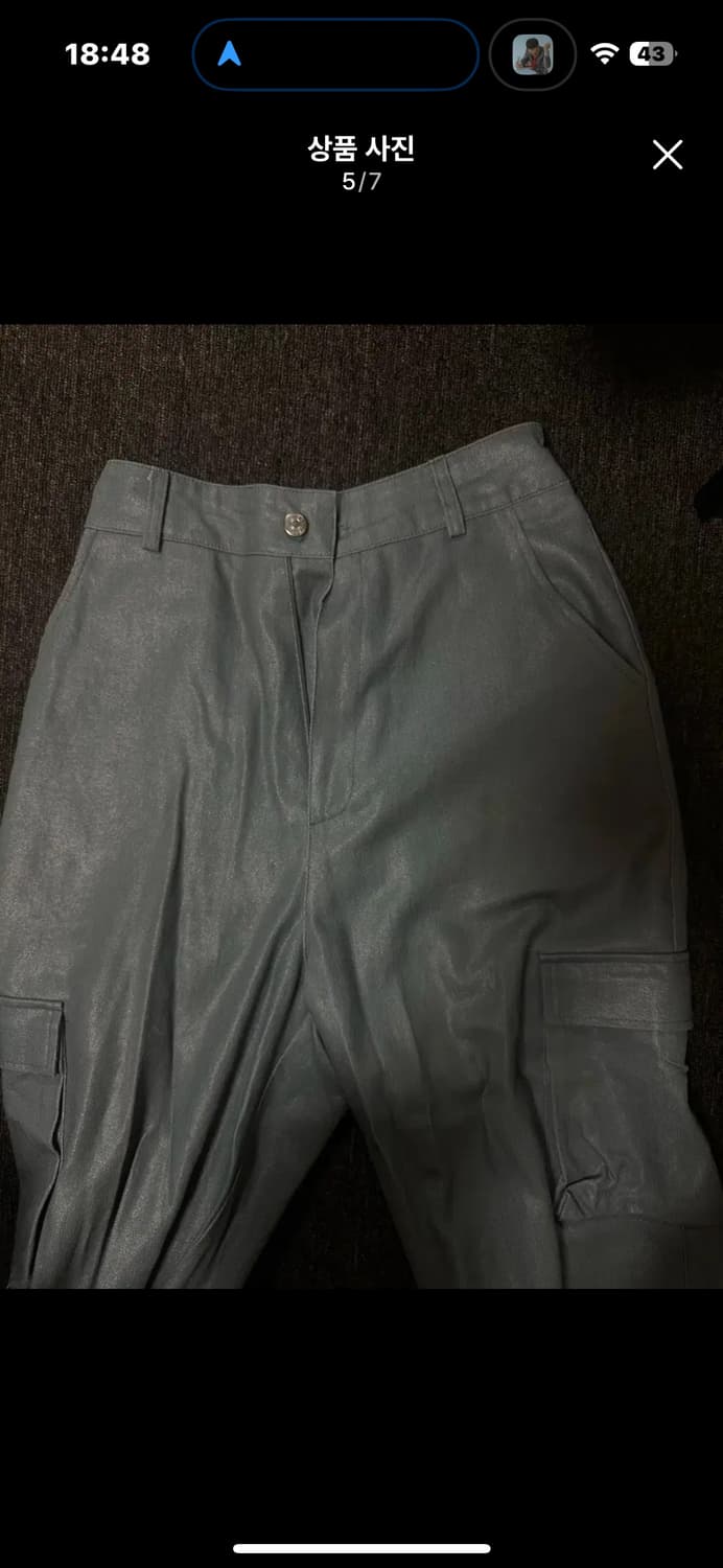 LEEY 카고 코팅진 블루 상품이미지5