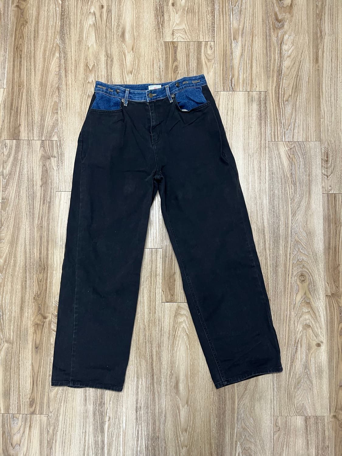 Victoria 투톤 와이드 흑청바지 33 상품이미지3