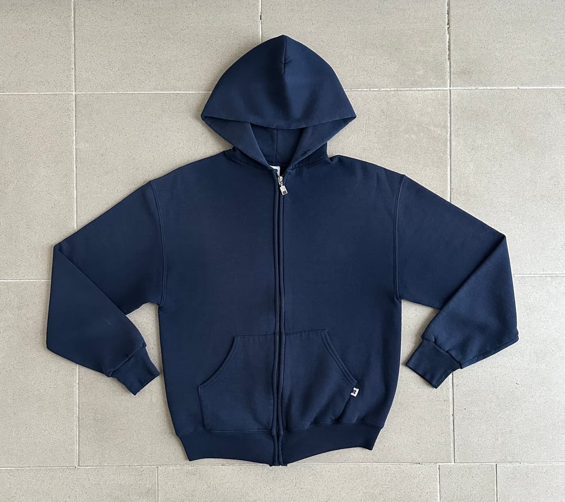 90s 빈티지 러셀 후드집업 네이비 M 상품이미지1