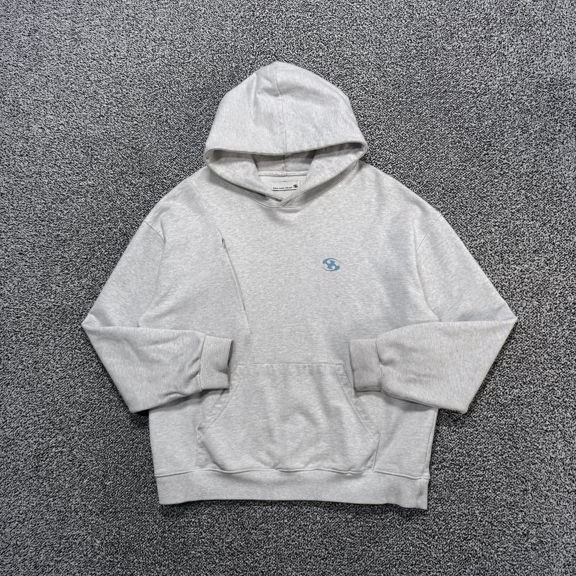 Name : 산산기어 22FW 로고 화이트 멜란지 오버핏 후드티 :)  상품이미지1