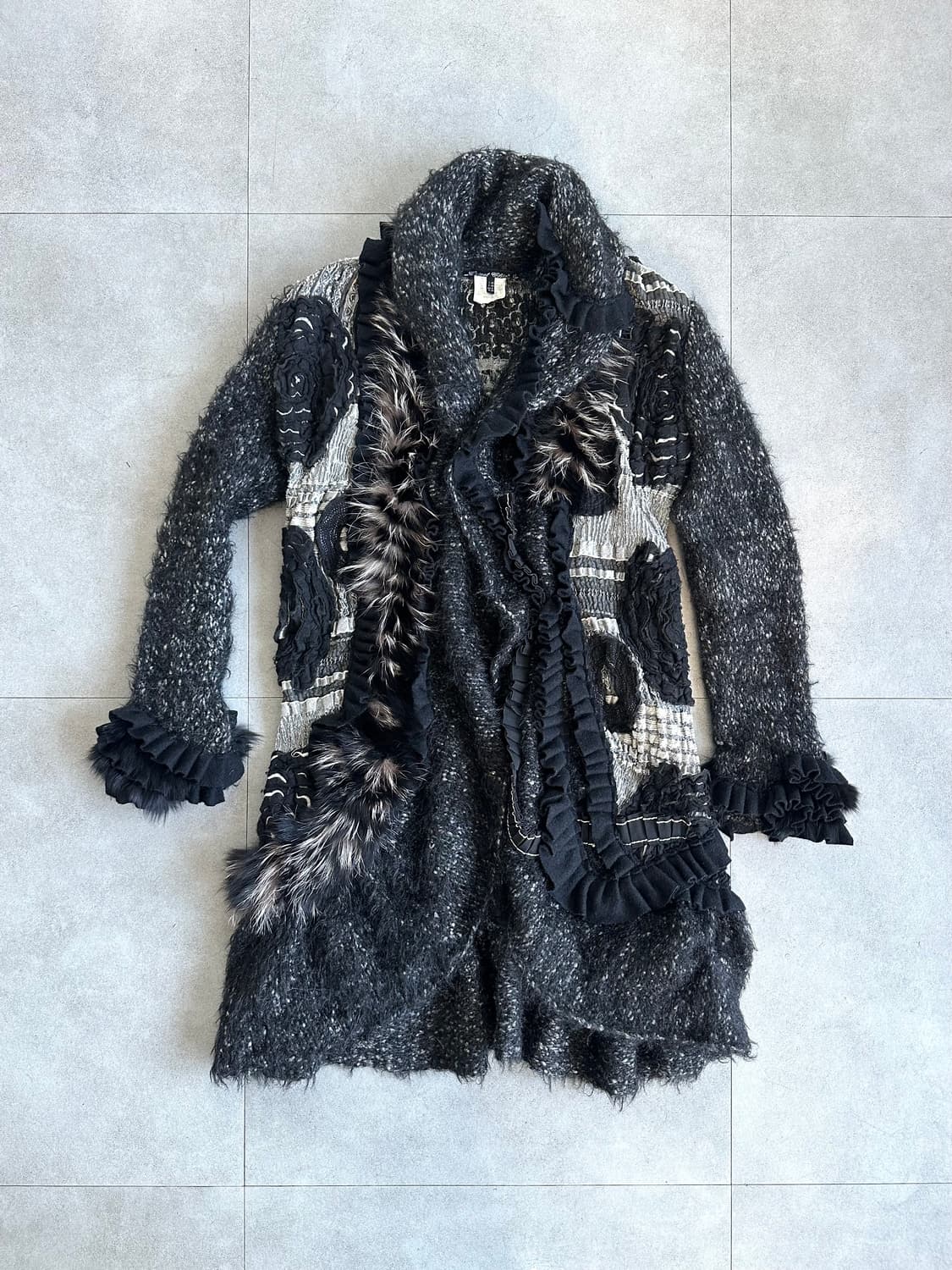 Tricot chic 이탈리 퍼 트리밍 패치 울 코트 상품이미지5