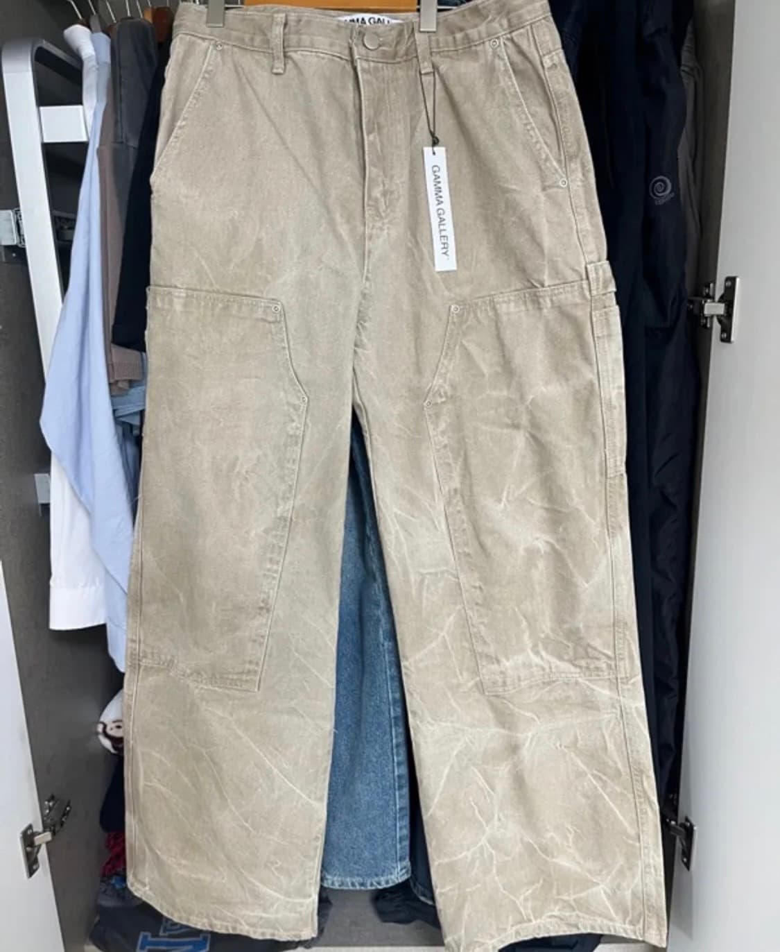 감마갤러리 와이드 더블니 카펜터 팬츠 (빈티지베이지컬러) 상품이미지3