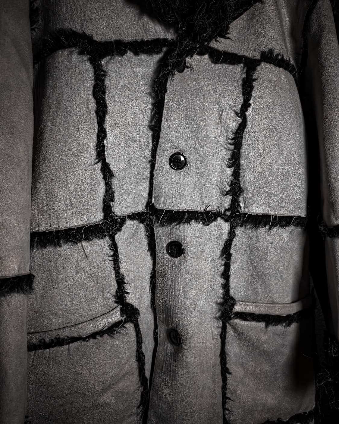 Black & gray fur patchwork Vkei coat 상품이미지4